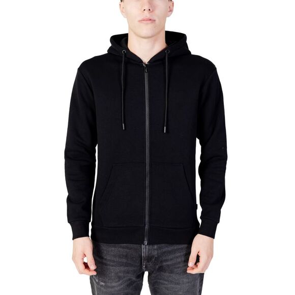 Jack & Jones Casual Zip Hoodie Black Men Black Sweatshirts